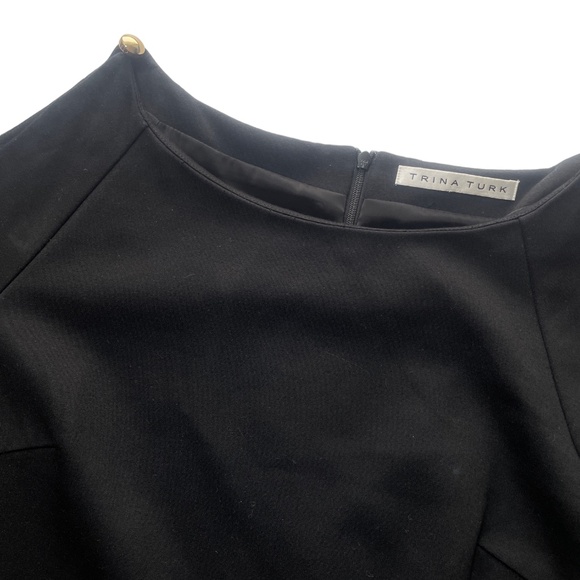 Trina Turk 10 (see measurements) Black Gold Buttons Lined Dress - Picture 2 of 9